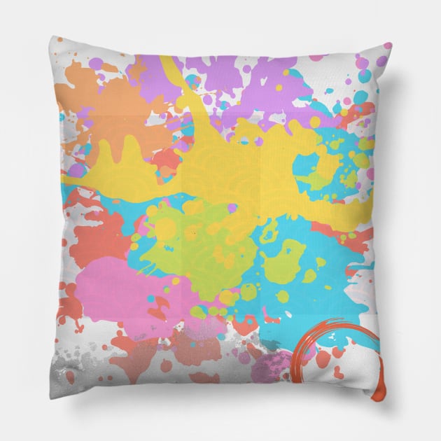 Vibrant Kaleidoscope: A Tie-Dye Fusion of Yellow, Blue, Orange, and Purple Pillow by twitaadesign