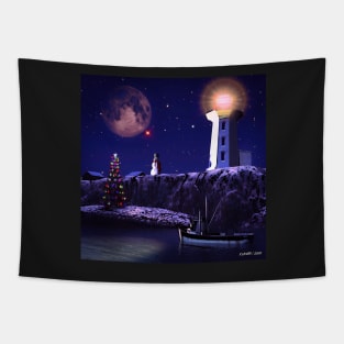 Christmas Eve Night in Peggy's Cove Tapestry