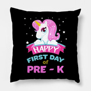 Back To School Trendy Unicorn Gift For Girls - Happy First Day Of Pre-K Pillow