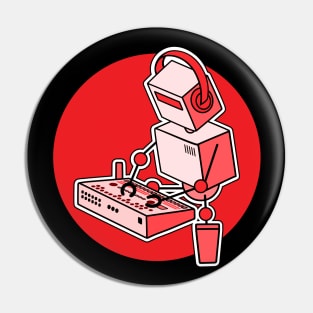 Robot Playing Drum Machine (pocket print size) Pin