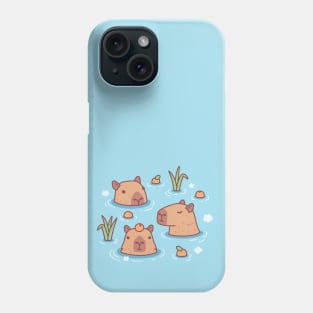 Cute Capybaras Chilling In Hot Spring With Oranges Phone Case