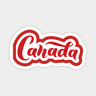 Canada word lettering cursive red Magnet