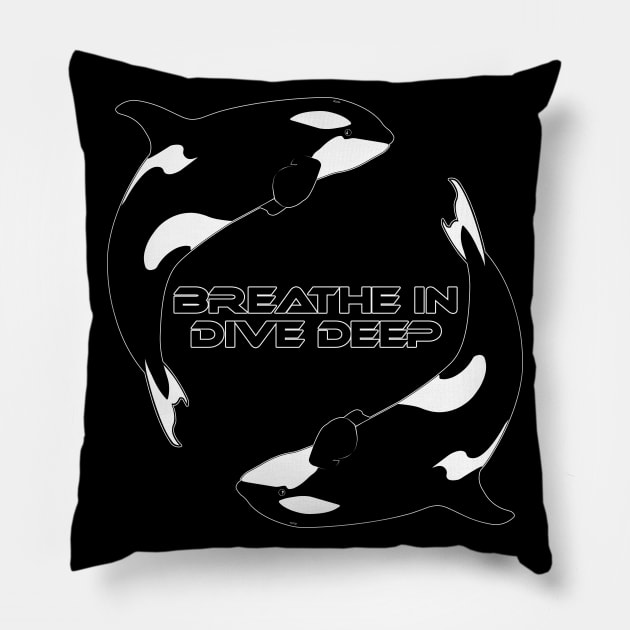 Breathe in Dive Deep Pillow by NicGrayTees