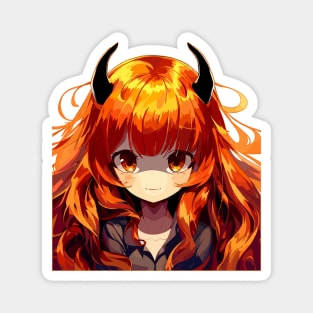 Beautiful orange hair anime woman Magnet