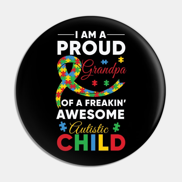 Proud Grandpa Autism Awareness Gift for Birthday, Mother's Day, Thanksgiving, Christmas Pin by skstring