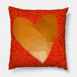 Gold Heart on Red Pillow