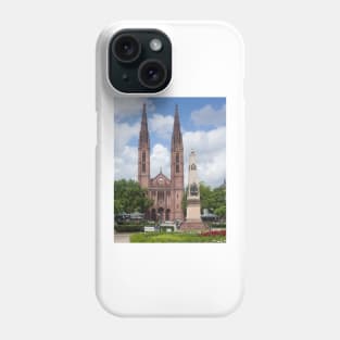 Luisenplatz with Waterloo Obelisk and St. Bonifatius Church, Wiesbaden Phone Case