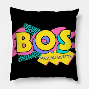 Boston, Massachusetts Retro 90s Logo Pillow