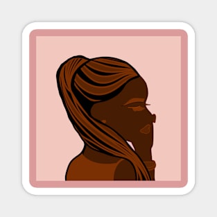 African fashionista lady illustrated portrait Magnet