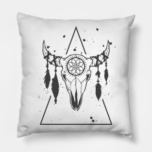 Bull Skull Geometric Bohemian Pillow