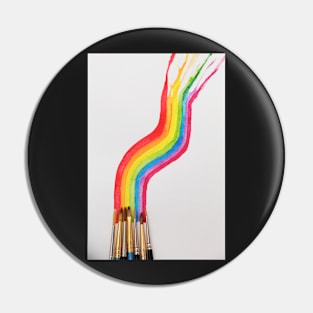 Watercolored rainbow swirl and brushes Pin