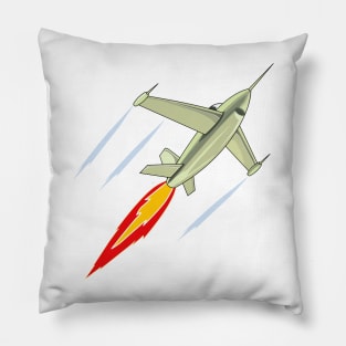 Vintage Fighter Jet Taking Off Retro Pillow