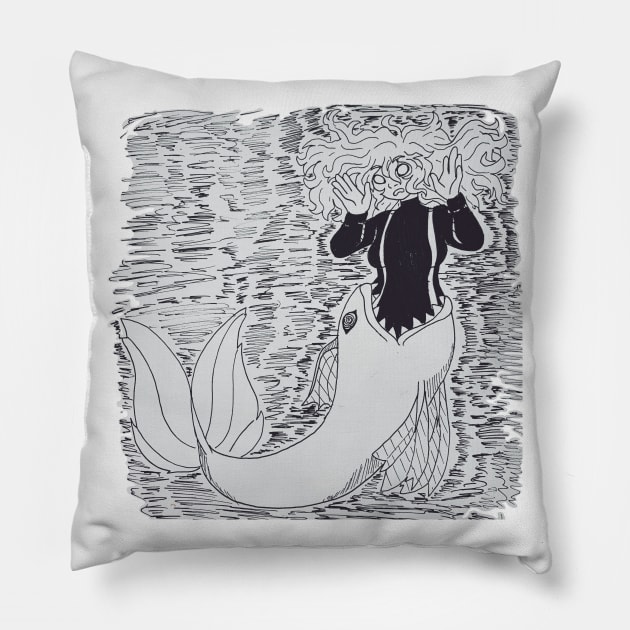 Creepy mermaid Pillow by Ashe Cloud