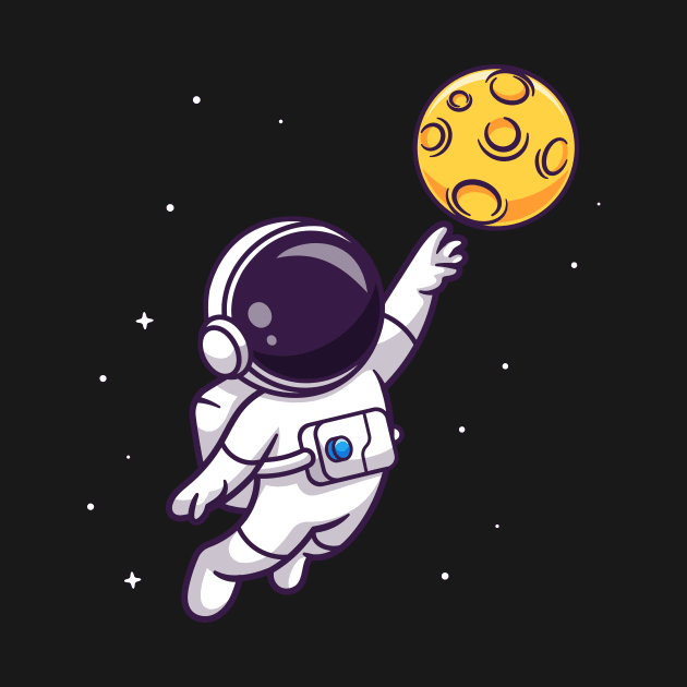 Cute Astronaut Catching Moon Cartoon by Catalyst Labs