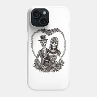 Sugar skull couple love wedding. Phone Case