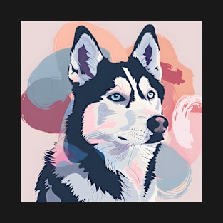 Retro Siberian Husky: Pastel Pup Revival T-Shirt