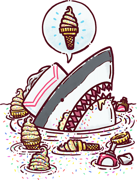 Ice Cream Cone Shark Kids T-Shirt by nickv47