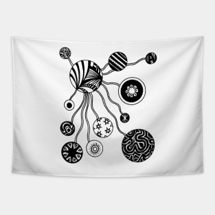 Spores in Black with Transparent background Tapestry