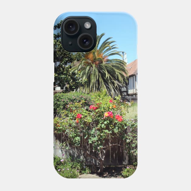 Climbing Rose Bush and Palm Tree Solvang California Phone Case by ButterflyInTheAttic