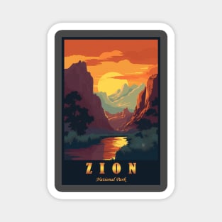 Zion National Park Vintage Travel Poster Magnet