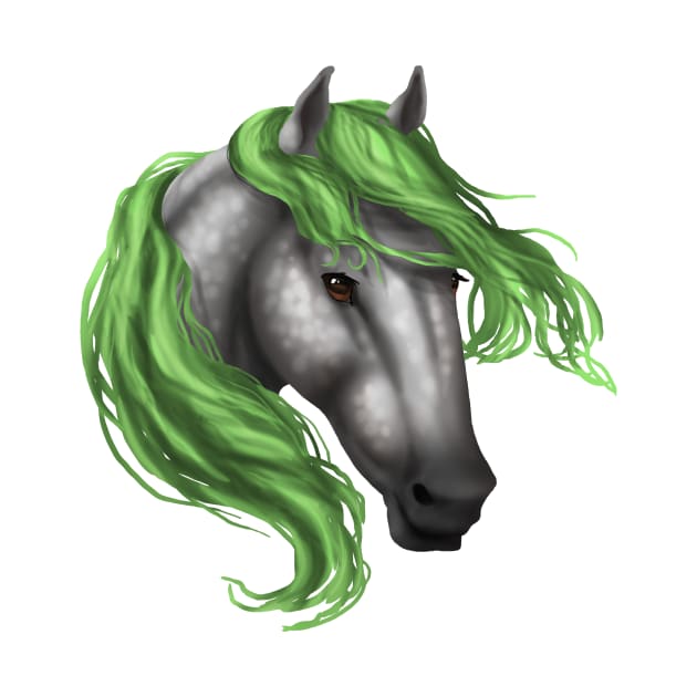 Horse Head - Dapple Green Mane by FalconArt