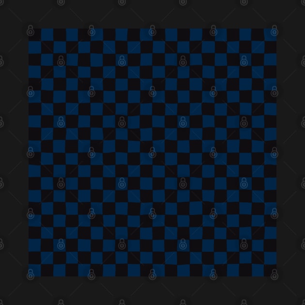 Wonky Checkerboard, Black and Blue by Niemand