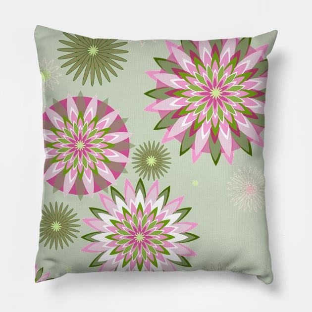 The universe is a floral mandala in green Pillow by Slownessi