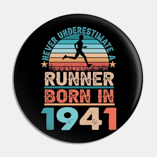 Runner born in 1944 80th Birthday Gift Running Dad Pin