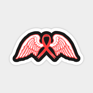 Red Awareness Ribbon with Angel Wings 2 Magnet