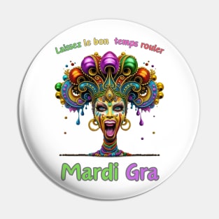 "Vintage Mardi Gras Vibes: Retro Beads Delight" - Cajun Party New Orleans Pin