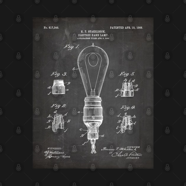 Light Bulb Patent - Industrial Design Architectural Décor Art - Black Chalkboard by patentpress