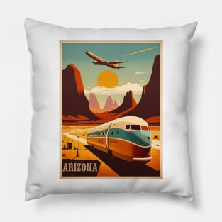 Arizona Vintage Travel Art Poster Pillow