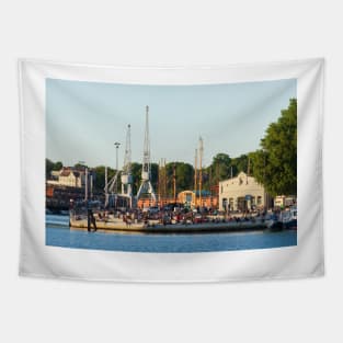 Untertrave in the evening light, Luebeck, Schleswig-Holstein, Germany, Europe Tapestry