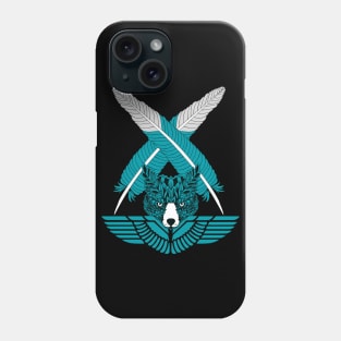 Wolf and feather artwork Phone Case