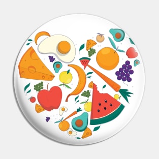 Healthy food heart / fruits collection / healthy life gift / healthy life style present Pin