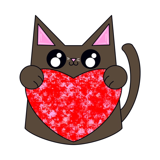 Bear The Brown Cat With Valentines Heart by missmann