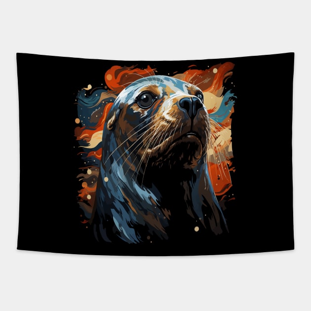 Patriotic Sea Lion Tapestry by JH Mart