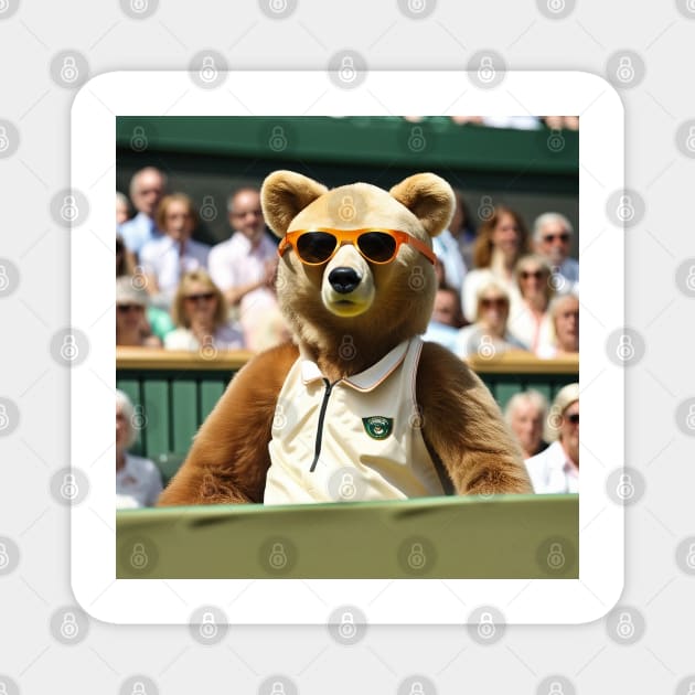 Teddy bear watching tennis at Wimbledon center court Magnet by TopTennisMerch