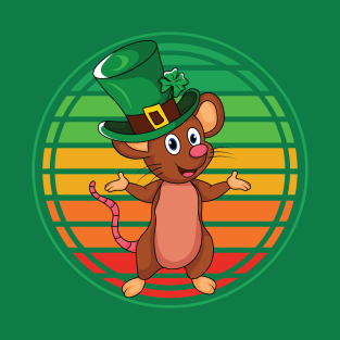 St. Patricks Day Cute Irish Leprechaun Mouse in Hat T-Shirt