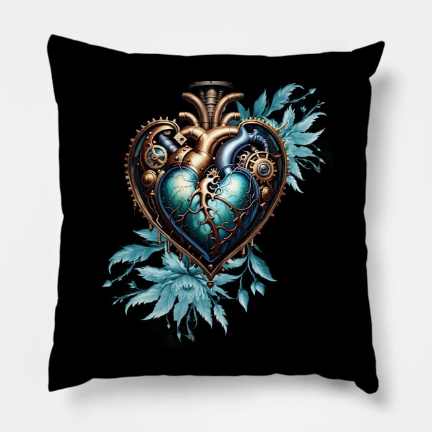 Wonderful elegant steampunk heart. Pillow by Nicky2342