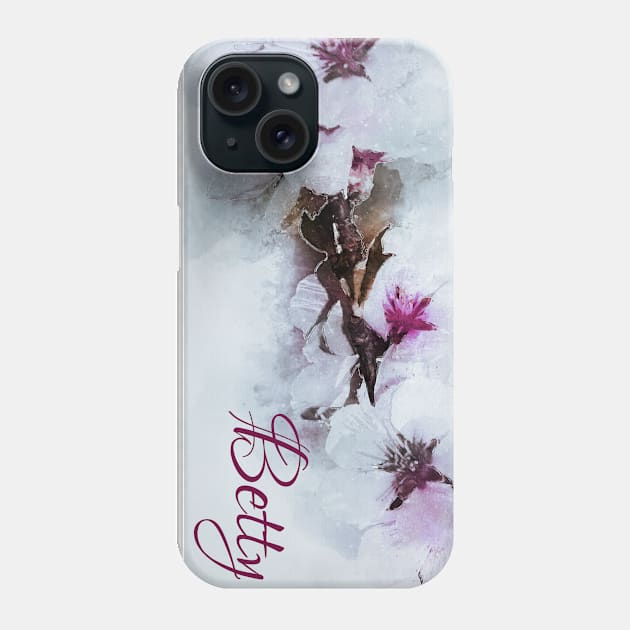 Cherry Blossom Designer Artwork Name Betty Phone Case by Qwerdenker