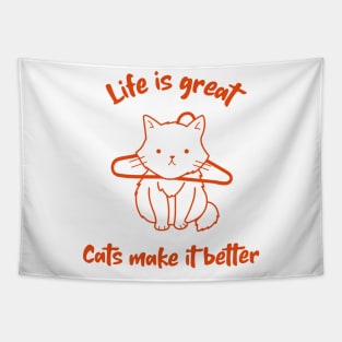 Life is great with cats Tapestry