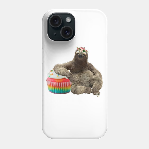 Cute sloth cupcake collage art Phone Case by reesea