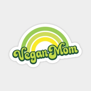 Vegan Mom Retro Rainbow Green Magnet