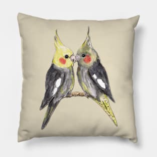 Two cute cockatiels Pillow