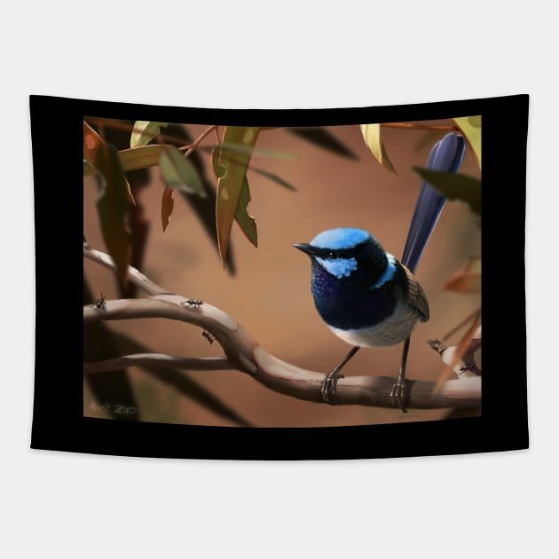 Fairy Wren Tapestry by AlexRiesArt