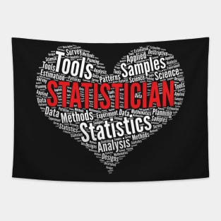 Statistician Heart Shape Word Cloud Design graphic Tapestry