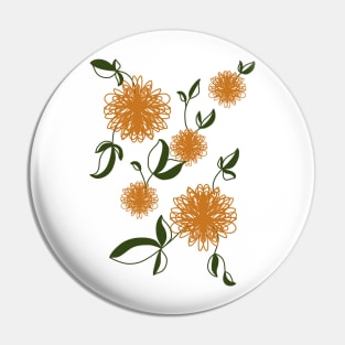 Cozy Vintage Autumn Leaves Thistle Flower Pattern Pin