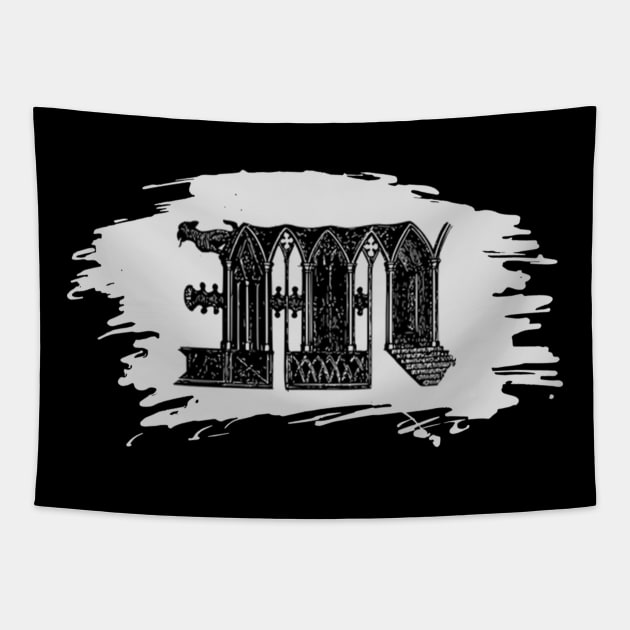 Gothic letter M – Alphabet typography Tapestry by IrvinGoth Garden