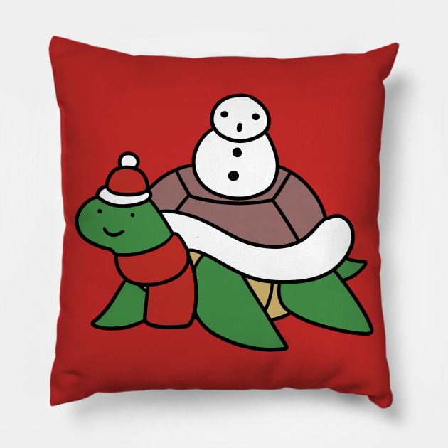 Winter Turtle and Snowman Pillow by saradaboru